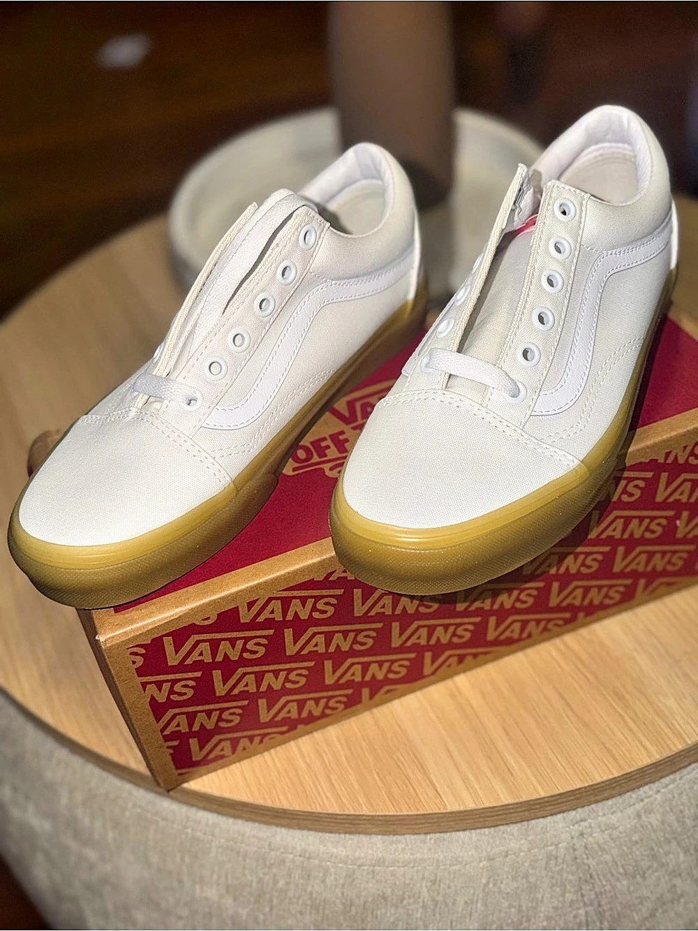Vans Old Skool Double Lite Gum Sneakers White & Yellow US 6.5 NWT